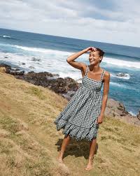J Crew Women S Puckered Gingham Dress With Eyelet Trim And Metallic Lace Up Sandal Fashion Gingham Dress Summer Fashion