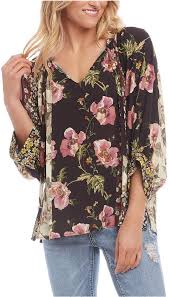 Karen Kane Mixed Print Peasant Top Reviews Tops Women Macy S Womens Clothing Tops Tops Blouses For Women