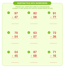 subtraction with borrowing worksheets download free printables for kids