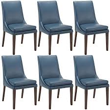 Chita Dining Chair Accent Upholstered Side Chairs Kitchen Room Leather Chair Set Of 6 Dark Blue Chita Dining Chairs Leather Chair Faux Leather Chair