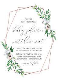 Greenery Wedding Invitation Printable Minimalist Wedding Etsy Minimalist Wedding Invitations Geometric Wedding Invitation Printable Wedding Invitations