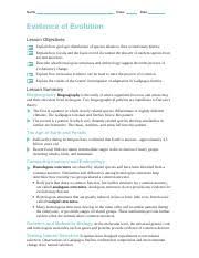 We see the reduction and loss of the side toes and enlargement of the 2. 16 4 Handout Doc Name Class Date 16 4 Evidence Of Evolution Lesson Objectives Explain How Geologic Distribution Of Species Relates To Their Course Hero