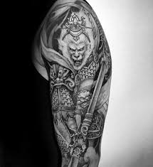 Black And Grey Tattoo Designs Half Sleeves Monkey King Black And Grey Ink Male Shaded Half Sleeve Tattoo Design Ideas Sleeve Tattoos Half Sleeve Tattoos Designs Half Sleeve Tattoo