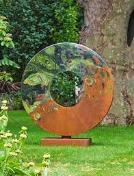 Stainless steel sphere garden ornament mirror gazing globe ball decor 1.2/ #uk. Contemporary Garden Sculpture Stainless Steel Sculpture Large Garden Sculpture Uk