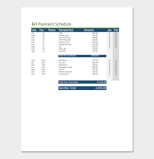 Payment Schedule Template 5 For Word Excel Pdf