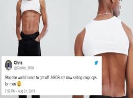 Woman copied that style and then later adapted it to the female bodypic.twitter.com/yud8frvm2m. Asos S Crop Top For Men Is Showing How Fragile Masculinity Is Indy100 Indy100