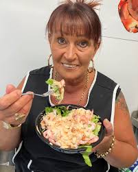 Breakfast time crab cake salad