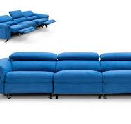 Maine - Modern Royal Blue Fabric Sofa w/ Electric Recliners
