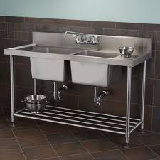Stainless Steel Double Well Commercial Console Sink With Shelf 48 59 Industrial Kitchen Design Console Sink Stainless Kitchen