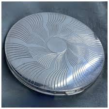 1940s Rex Fifth Ave Sterling Flapjack Compact