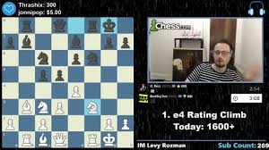 On march 2, levy rozman, in a pink sweater and round glasses, was streaming his chess.com matches to 12,000 viewers over twitch. I Am Levy Rozman Youtube