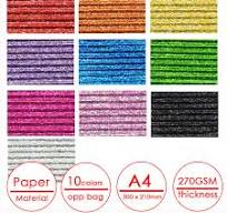 Pack of 10 Assorted Colour A4 Glitter Corrugated Craft Paper