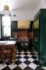 9 Spaces That Made Us Want Black White Checkered Floors White Kitchen Floor Black White Kitchen Kitchen Flooring