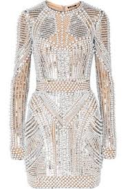 Silver Embellished Tulle Mini Dress Balmain Balmain Dress Mini Dress Dresses