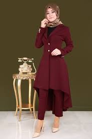 Ceket Yaka 2 Li Tesettur Takim Bordo Urun Kodu Pn1902 139 90 Tl Modelleme Moda Stilleri Giyim