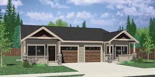 What furniture is there in the house? Duplex House Plan With Garage In Middle 3 Bedrooms Bruinier Associates