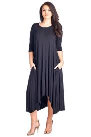 Black 3 4 Sleeve Dress With Pockets Plus Size Solid 3 4 Sleeve Pocket Loose Maxi Dress Made In Usa Black Cs12o0v1kjw In 2020 Loose Maxi Dress Maxi Dresses Casual Maxi Dress