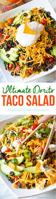 Add the ground beef and cook until browned. The Ultimate Dorito Taco Salad Recipe Aspicyperspective Com Taco Salad Recipes Salad Recipes Delicious Salads