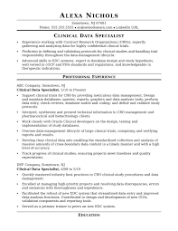 Clinical Data Specialist Resume Sample Monster Com