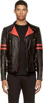 2 550 Diesel Black Gold Black Red Leather Studded Likol Biker Jacket Leather Jacket Red Jacket Leather Jackets Men Fashion