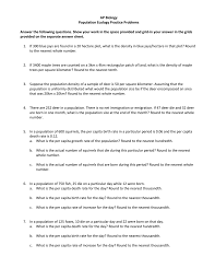 Ap Biology Population Ecology Practice Problems Answer The