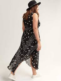 Polka Dot Faux Wrap Maxi Dress