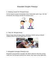 Mulai dari wisata alam, wisata keluarga, wisata anak, air terjun, hingga danau dataran tinggi ada di aceh. Isu Disiplin Pekerja Docx Masalah Disiplin Pekerja 1 Datang Lewat Ke Tempat Kerja Hal Ini Terjadi Mungkin Disebabkan Fakor Kesesakan Jalan Raya Tak Course Hero