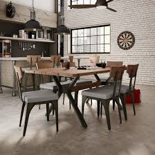 Carbon Loft Kettering Metal Wood Upholstered Chairs And 72 Inch Table Dining Set Industrial Dining Sets Metal Dining Chairs Dining Room Sets