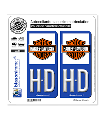 Adhésif pour plaque d'immatriculation de voiture pas cher, neuf et d'origine : Hd Harley Davidson Blason Autocollant Plaque Immatriculation