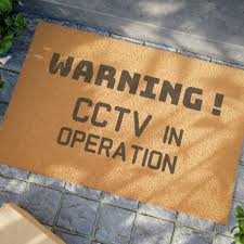 Advertencia CCTV en operación Felpudo de fibra de coco/Señal de defensa de  cámara de seguridad para el hogar