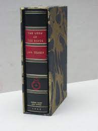 Clp0065 1968 Allen Unwin Single Volume Edition Rebound In Black Leather With Red Labels 880 The Full Black Leather Bi Eye Design Tolkien Red Label