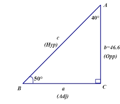 Many real situations involve right triangles. Given A Right Triangle Triangle Abc With Angle C 90 Circ Angle A 40 Circ Text And B 46 6 Find Angle B Text Side A Text And Side C Study Com