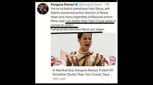 She heaped praise upon herself for the diverse range she has managed to display in her filmography. Kangana Ranaut Is Better Than Tom Cruise Kangana S Tweet Shorts Youtubeshorts Youtube