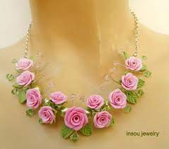 Pink Roses Flower Jewelry Romantic Necklace Pink Necklace Etsy Pink Jewelry Set Flower Jewellery Rose Pink Jewelry