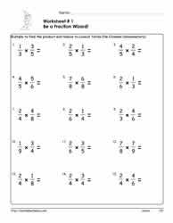 Multiply Fractions Worksheets