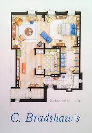 Carrie Bradhsaw S Apartment Floorplan 40 00 Via Etsy Plan Doma Planirovki Planirovka Doma
