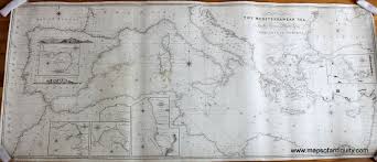 nautical chart by norrie in 1818 of the mediterranean sea