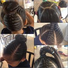 Wow That S Cute Sectioned Braids And A Bun On Top Hair Styles Kids Hairstyles Little Girl Hairstyles