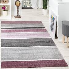 Teppich schwarz grau weiss lila kurzflor ebay. Teppich Wohnzimmer Modernes Streifen Muster Teppichcenter24