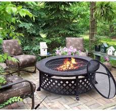 Large Barbecue Metal Fire Pit Bbq Mesh Cover Heat Proof Rack Poker Garden Patio Metal Fire Pit Outdoor Fire Pit Fire Pit Landscaping