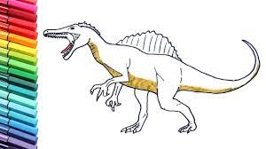 The spinosaurus dinosaur lived 100 million years in the past and it's identify means 'backbone lizard'. Drawing And Coloring Spinosaurus Coloring Pages For Kids To Learn Colors With Dinosaurs Youtube