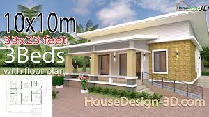 This application provides a collection of. House Design 3d 10x10 Meter 33x33 Feet 3 Bedrooms Shed Roof House Design 3d