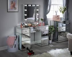 These storage items are easy to clean; Monroe Silver Mirrored Dressing Table Set With Small Hollywood Mirror