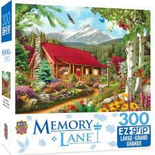 Memory lane puzzles 500 pieces. Memory Lane Mountain Hideaway Log Cabin Large 300 Piece Ez Grip Jigsaw Puzzle Walmart Com Walmart Com