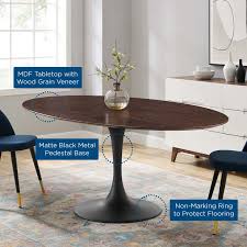 Warm and welcoming, this rich wood finish is an essential addition to any traditional design. Lippa 78 Wood Oval Dining Table Contemporary Modern Furniture Modway