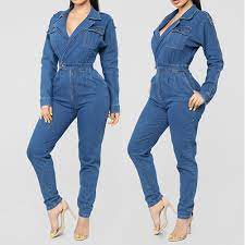 high quality Women Denim Jumpsuit Ladies Long Sleeve Jeans Rompers Female  Casual Plus Size Denim Overall Playsuit With Pocket|Jumpsuits| - AliExpress