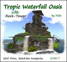 Swimming pool design & installation. Second Life Marketplace Waterfall Tropic Oasis With Tower For Cave Grotto Landscaping Forest Garden Flower Tree Plant Pool Tropical Tiki