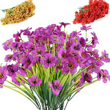 Artificial window box flowers indoor. Buy 20 Bundles Artificial Flowers Outdoor Uv Resistant Fake Flower Faux Plastic Greenery Shrubs For Indoor Outside Garden Porch Window Box Decor Purple Online In Indonesia B096srfnh1