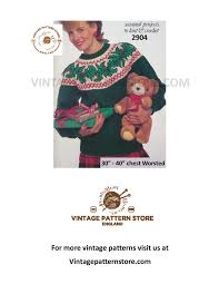 Ladies Womens 80s Crew Neck Christmas Holly Fair Isle Yoke