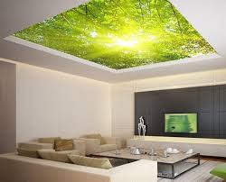 Ceiling Sticker Mural Leaves Trees Spring Forest Airly Air Decole Poster 93x93 236x236cm Home Decor Design